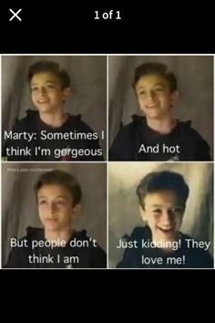 four different pictures with the same person on them, one saying that they are not in love