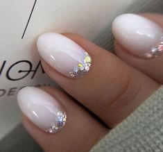 2023 Wedding Nails, Sparkly Nail Designs, Nail Designs Ideas, Nails For Bride, Wedding Nails French, Simple Gel Nails, Wedding Nails For Bride, Nails French, Bride Nails