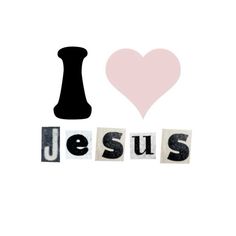 the word jesus written in black and white with a pink heart on top of it