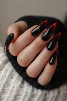 Fun Halloween Nails, Witch Nails, Gothic Nails, Goth Nails, Red Nail, Diy Nail Art, Chic Nails, Dope Nails, Nail Arts