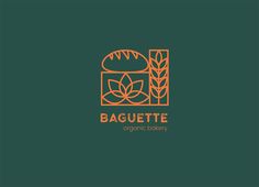 the logo for baguette bakery, which is designed in orange and green colors