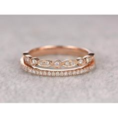 a rose gold wedding band with diamonds