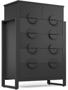 an image of a black cabinet with circles on it