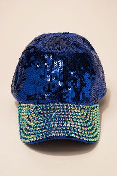 This ladies casual cap is bedazzled with sequins and rhinestones. This hat is a classic design that is lightweight and fashionable. Heads will turn as you make a statement with this hat. Size • Cap is adjustable. One size fits most• Length: 10.5 in (26.67 cm) • Width: 7 in (18 cm)• Height: 5 in (12.7 cm) Quality Cap made from 100% polyesterSequin and Studs are plastic acrylic Imported HTC594 Rhinestone Embellished One Size Baseball Cap, Rhinestone Baseball Cap One Size, Adjustable Baseball Cap With Bling, Adjustable Rhinestone Baseball Cap For Party, Curved Brim Baseball Cap For Parties, Trendy Rhinestone-embellished Cap, Trendy Rhinestone Baseball Cap, Trendy Rhinestone Cap, Trendy Party Visor Hat