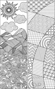 two coloring pages with different patterns and shapes