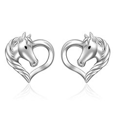 PRICES MAY VARY. 【GIFTS FOR HORSES LOVERS】For horse fans and equestrians,nothing more important than a bond with her loyal horse.This horse earrings studs are designed in the shape of a heart,describing the love between horse and caretaker. Suitable for horses lovers, owner of a horse, equestrian lover. 【FREE AND PEACE】Horses roll on the ground and break into a free gallop-they love freedom and symbolize freedom.They change lives and give us hope.Horse earrings provide peace and tranquility to t Metal Horse Design Jewelry Gift, Horse Jewelry Earrings, Formal Horse Design Pendant Jewelry, Horse Design Pendant Necklace As Gift, Highland Cow Gifts, Horse Heart, Horse Earrings, Cow Gifts, Silver Horse