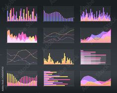 an image of different graphs on a black background with the text, data visualizer