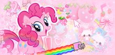 a pink pony with rainbows and hearts on it