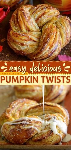 Pumpkin Twists, fall food, breakfast ideas Pumpkin Pie Pumpkin Recipes, Pumpkin Pie With Puff Pastry, Baked Breakfast Bread, Pastry Twist Recipes, Pumpkin Pie Puff Pastry Desserts, Fall Desserts With Puff Pastry, Puff Pastry Dessert Pumpkin, Easy Breakfast Baking Ideas, Dessert Recipes With Yeast