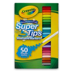 crayons super tips washable markers, assorted colors, 50 count box