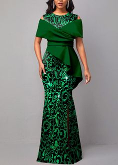 ROTITA Hot Stamping Floral Print Green Maxi Dress fall dresses, fall dresses, bridemaids dresses, sunmer dresses #dressesvideo #dressesforrentandmore #dresseslounge, dried orange slices, yule decorations, scandinavian christmas Nigerian Wedding Outfits For Women, Hawaiian Formal Dress, Elegant Dresses For Women Over 40, Xxl Size Dresses Style, Lace Styles For Women, Printed Dress Designs, Samoan Dress, Lace Styles For Wedding, Women Party Dresses