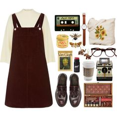 Art student by giulia-avenue on Polyvore featuring Mode, Topshop, Jaeger, Dr. Martens, Tsovet, Cutler and Gross, Burt's Bees, Authentic Models and Michele Design Student Outfit, Art Student Aesthetic Outfit, Student Aesthetic Outfit, Student Outfit Ideas, Art Student Outfit, Fashion Logo Typography, Art Student Aesthetic, Fashion Design Student, Pretty Little Fawn