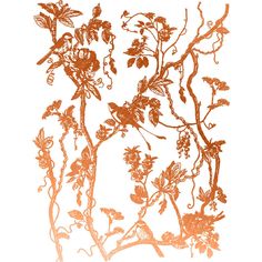 an orange drawing of flowers on a white background