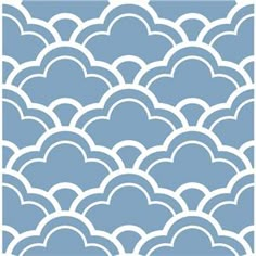 an abstract blue and white pattern with wavy shapes in the shape of clouds on a light blue background