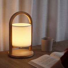 "LED Cylinder Rubber Wood Lantern Style Portable Table Lamp Desk Lamps with Touch Switch Remote Control Battery Operated" Minimalist Table Lamp, Night Stand Lamp, Battery Operated Table Lamps, Nordic Table, Cordless Lamp, Bedside Reading Lamps, Minimalist Table, Wood Lantern, Light The Way