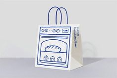 a paper bag with an oven drawn on it