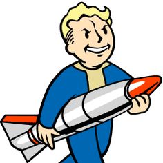 an image of a man carrying a rocket