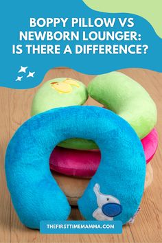 two stuffed animals sitting on top of each other with the caption, boppy pillow vs newborn lounger is there a difference?