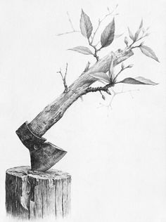 Art Drawings Sketches Pencil, Dark Art Drawings, Pencil Art Drawings, Tree Stump, Art Drawings Sketches Creative, Art And Illustration, Charcoal Drawing, Book Art Drawings, Art Drawings Sketches Simple