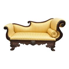 an old fashioned couch is shown on a white background