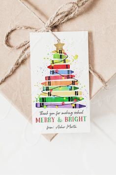 Thank You For Making School Merry & Bright Tag by Edenwood Paperie | Modern Wedding Invitations | DIY Party Invitations | Offering affordable, elegant wedding invitations and party invitations. Show your appreciation with these printable ‘Thank You for Making School Merry & Bright’ gift tags! Perfect for adding a festive touch to teacher or staff gifts this holiday season. Shop now! thank you gift tag, teacher appreciation tag, christmas gift tag, printable holiday gift tag, christmas Christmas Gift Tag For Teacher, Christmas Gifts School Kids, Teacher Thankful Gifts, Cute Teacher Christmas Gifts, Preschool Teacher Gifts Christmas, Easy Teacher Christmas Gifts, Cricut Gift Ideas Christmas, Teacher Christmas Gift Tags, Preschool Teacher Christmas Gifts