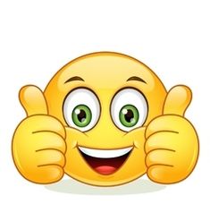 a yellow emoticure with two thumbs up and one hand on the side of his face