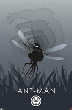 an ant - man movie poster is shown in black and grey colors, with the words ant