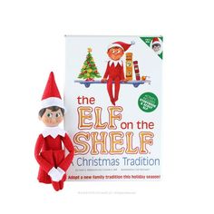 the elf on the shelf christmas tradition book and plush toy doll set, red / green