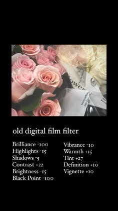 an old digital film filter with pink roses