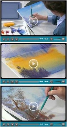 the process of painting an abstract landscape with acrylic paint