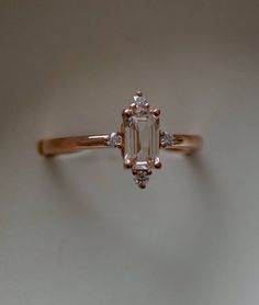 Peach sapphire engagement ring. Promise ring. Emerald cut | Etsy Promise Ring Emerald, Pretty Wedding Rings, Different Engagement Rings, Peach Champagne Sapphire, Champagne Sapphire, Jewelry Rings Unique, Pretty Engagement Rings, Peach Sapphire Engagement Ring, Ring Emerald Cut