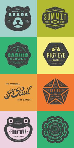 six different types of logos with the words, beer and other things in each one