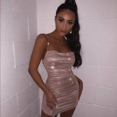 Brand New Body Con Shimmer Dress. Great For Birthdays & Events. Color- Rose Gold Diamond Spaghetti Strap Stretchy Glitter Shorts, Shimmer Dress, Glitter Dress, Material Girl, Material Girls, Prom Gown, Backless Dress Formal, Gold Diamond, Off The Shoulder