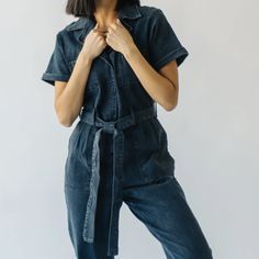 The Fleming Tie Denim Jumpsuit In Black 3x. ****Brand New Dark Denim Has Stretch Slightly Cropped Legs Summer Workwear Washed Blue Denim Jumpsuit, Fitted High Waist Denim Jumpsuit In Utility Style, High Waist Fitted Utility Jumpsuits And Rompers, Fitted High Waist Denim Utility Jumpsuit, Fitted High Waist Utility Jumpsuits And Rompers, Fitted High-waist Denim Utility Jumpsuit, Fitted Utility Denim Blue Overalls, Fitted Denim Blue Utility Overalls, Fitted Cotton Denim Utility Jumpsuit