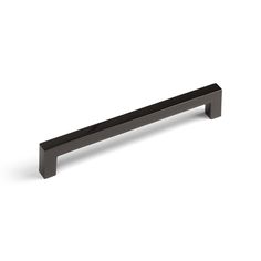 a black cabinet handle on a white background