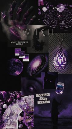 a collage of images with the words witch written on them and pictures of hands holding objects