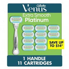 Buy Venus Platinum Extra Smooth Metal Women's Razor Handle + 11 Cartridges : Razors, Shaving & Hair Removal at SamsClub.com Venus Razor, Razors For Women, Shaving Hair, Gillette Venus, Smooth Shave, Shave Gel, Close Shave, Antiperspirant Deodorant, Body Electric