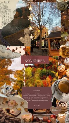 a collage of photos with autumn scenes