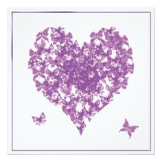 a heart made up of butterflies on a white background with red border around the edges