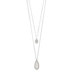 LC Lauren Conrad Long Teardrop & Leaf Layered Necklace Pearl Ornaments, Wearing Pearls, Blue Dress Women, Layered Necklaces Silver, Stunning Style, Necklace Dress, Long Silver Necklace, Layered Design, Necklace White