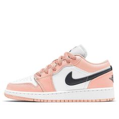 (GS) Air Jordan 1 Low 'Light Arctic Pink White' 553560-800 (AJ1/SNKR/Retro/Low Top/Basketball/Wear-resistant) J1 Low, Jordan Spizike, Air Jordan 1 Low, Jordan 1 Low, Low Light, Air Jordan 1, Low Lights, Cute Shoes, Jordan 1