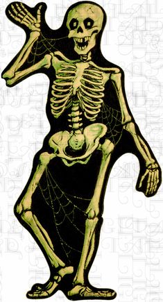 a skeleton with a spider web on it's chest and arms in the shape of a human body