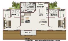 the floor plan for a two bedroom apartment with an attached bathroom and living room area