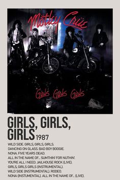 the poster for girls, girls, girls 1971 shows three bikers on their motorcycles