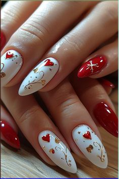 Valentine Nails 2024, Nails Acrylic Coffin, Valentine Nail Art, February Nails, Gel Nail Art Designs, Creative Nail Designs, Red Nail Designs, Nail Style