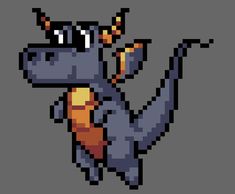 a pixel art image of a cartoon dinosaur