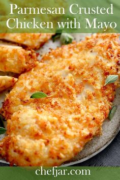 Air Fryer Parmesan Crusted Chicken with Mayo Recipe Parmesan Crusted Chicken With Mayo, Chicken With Mayo, Air Fryer Parmesan Crusted Chicken, Air Fryer Recipes Chicken Breast, Mayo Chicken, Parmesan Crusted Chicken