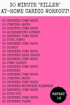 the 30 minute killer cardio workout for women is shown in this screenshote