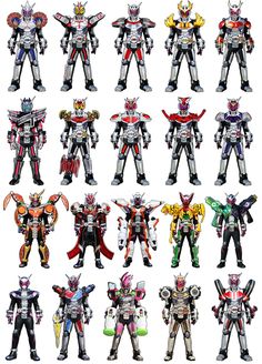 a bunch of different types of robot toys