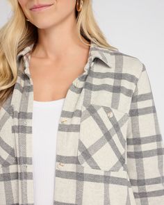 The coziest long-sleeve plaid shirt of all time! In a long, relaxed fit. Made of stretchy-soft brushed fleece. Bonus: this versatile top will go with all your jeans. | Lewis Plaid Shirt Top for Women in Grey/Ivory Plaid Heather Grey, Size Small by Thread & Supply from Wantable White Swan, Long Sleeve Plaid Shirt, Dreamy Dress, Brown Plaid, Long Sleeve Plaid, Top For Women, Grey Green, Buffalo Check, Green Brown